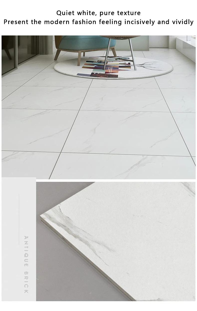 60X60 white ceramic tiles floor and wall tiles for bathroom or toilet rustic porcelanato tile 600x1200mm large slab details