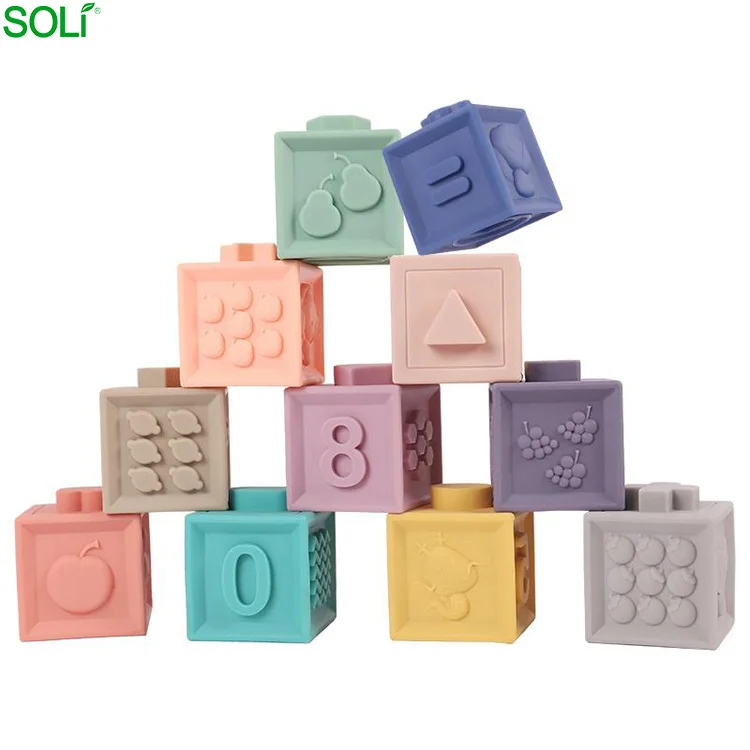 Детские Прорезыватель для ванной резиновые тиснением Мягкие 3d блок игрушечные лошадки дети большой Конструкторы игрушка