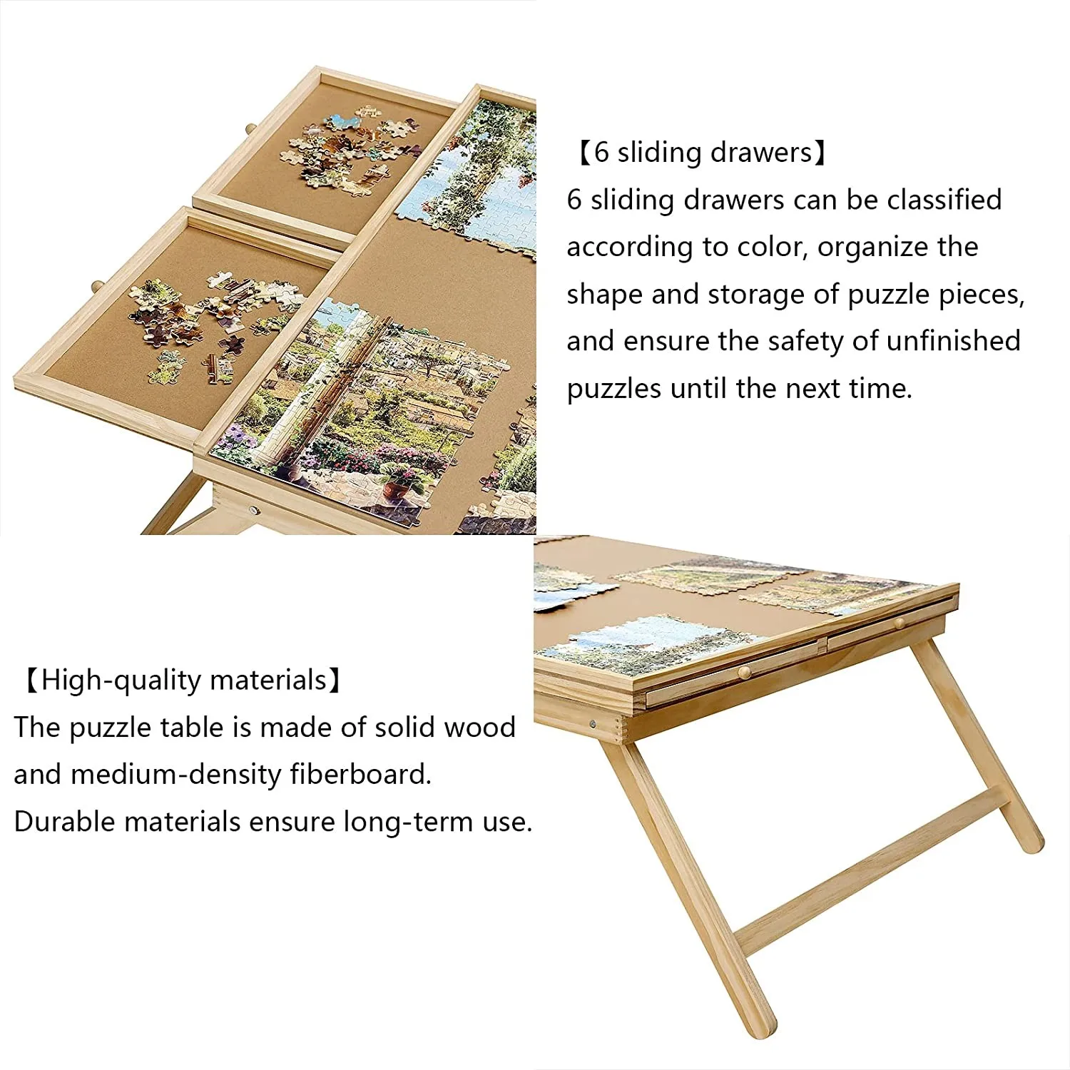 Wdmiya Tavolo per Puzzle Pieghevole da 1500 Pezzi, Tavola Puzzle Rotante a 360° con 4 Contenitori, Tavolo Puzzles Inclinabile in Legno per Adulti,Tavolos Puzzles Girevole, Facile da Riporre Wdmiya Tavolo per Puzzle Pieghevole da 1500 Pezzi, Tavola Puzzle Rotante a 360° con 4 Contenitori, Tavolo Puzzles Inclinabile in Legno per Adulti,Tavolos Puzzles Girevole, Facile da Riporre