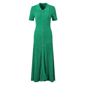 BetterGirl 2024 Ramadan Long Dress Slim Fit Ice Silk Short Sleeve Knitted Dress Fish Tail Midi Dress