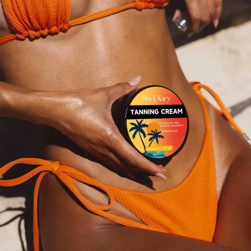 Shediary Etiqueta Privada Tan Deepener Cara Cuerpo Sol al aire libre Loción bronceadora Aceite de zanahoria natural Crema en gel autobronceadora