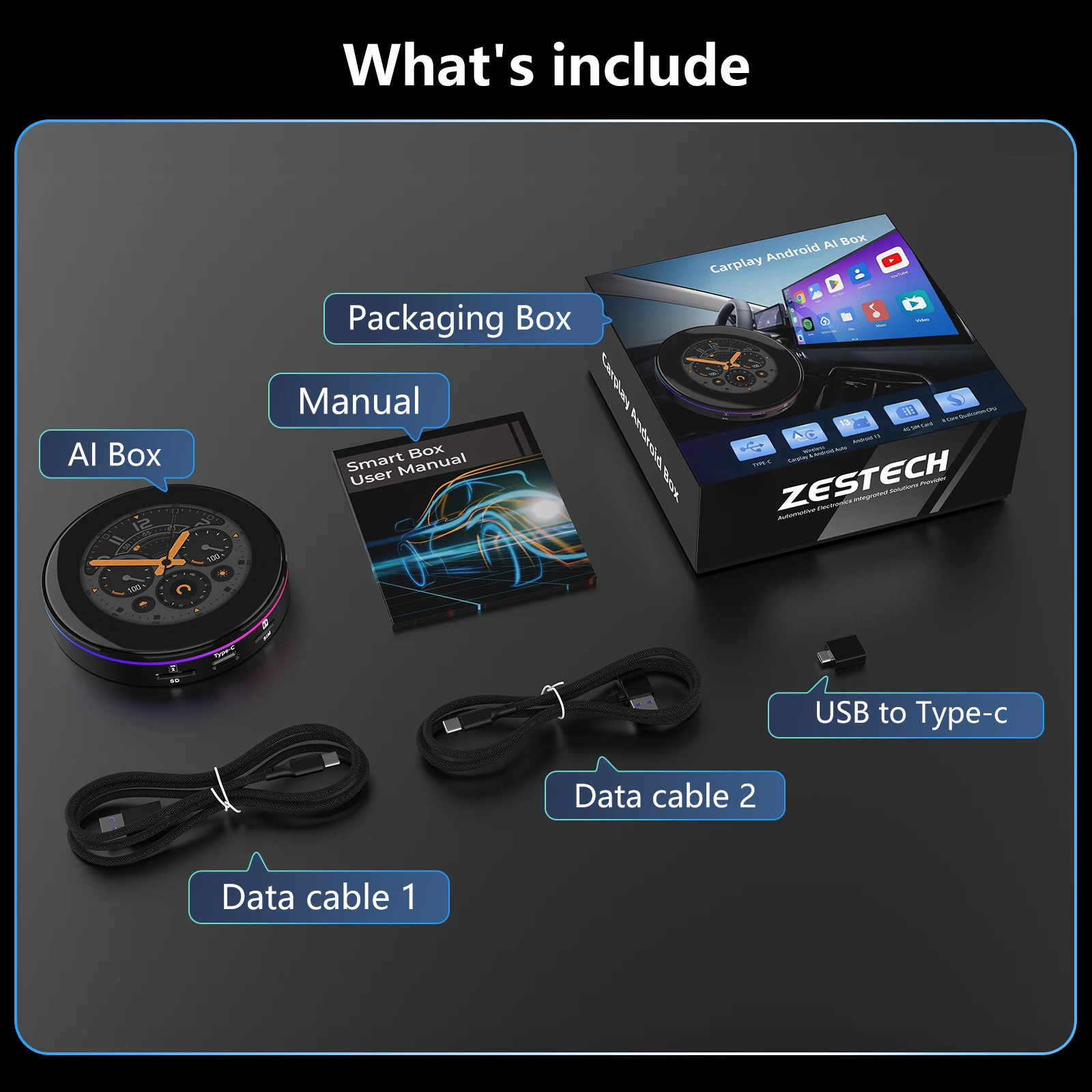 Qualcomm 8+128GB Multimedia Smart Box CarPlay Ai Box Netflix