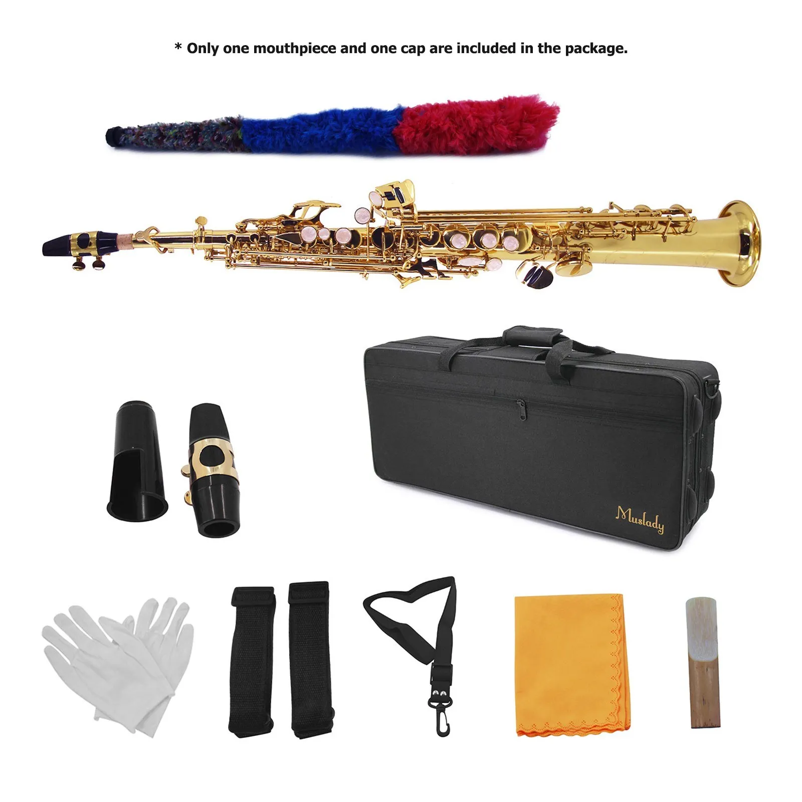 muslady droite bb soprano saxophone en laiton laqué or instrument