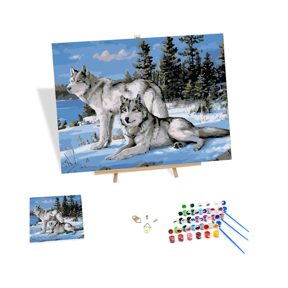 Pintura De Animais Com Números,Números,Paisagem,Neve,Lobo Diy,Pintura De  Lona,Conjuntos De Pintura Acrílica,Por Atacado - Buy Novidade Pintura Por  Números Para Adultos Pintura Personalizada Por Números 24 Cores Pinturas A  Óleo Digitais Diy De