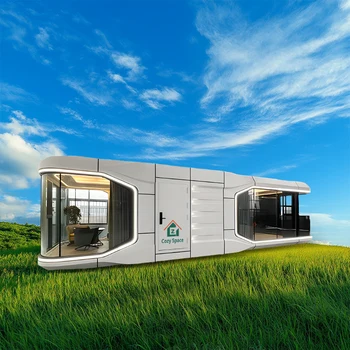 Luxury Tiny Casas Prefabricadas Mobile Baratas Space Capsule 2 Bedroom Container Home With Retractable Balcony