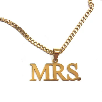 Customised Name Necklace Personalised Design Logo Stainless Steel Gold Plate Nameplate Pendant for Women men Cuban Chain