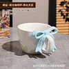 Pearlescent glaze light blue bow mug