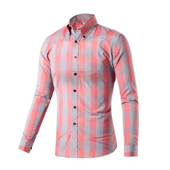 Men's oxford wash and wear plaid shirts high quality dress shirts designer slim fit shirts