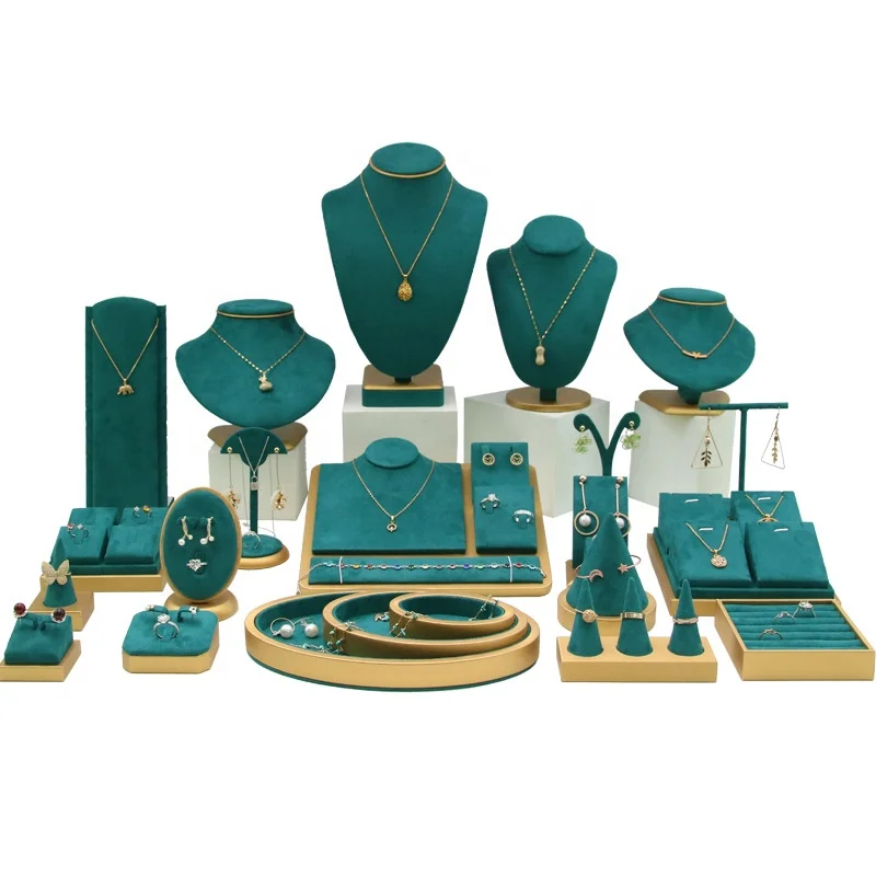 A1 Custom Earrings Display Stand Jewelry Display Tray Rack Brooch Earring Necklace Ring Jewelry Packaging Display Stand Set
