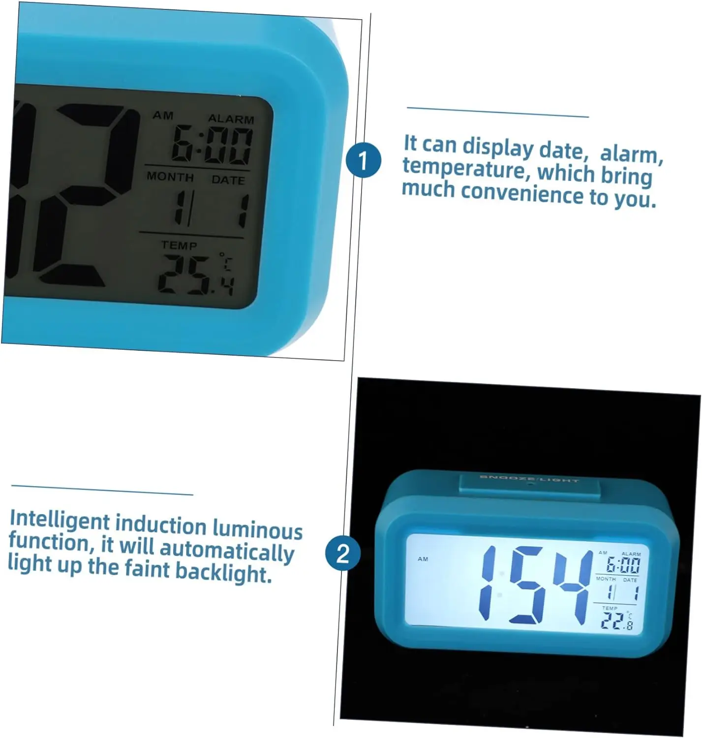 The Most Popular Office Table Student Kids Time Data LCD Electronic Nightlight Digital Alarm Clock