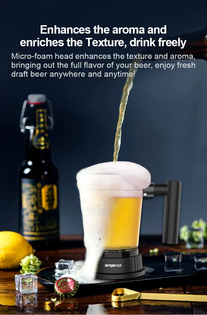 Portable Ultrasonic Beer Foam Maker Cup Beer Server Dispenser No Limit on Canned or Bottle Beer Size Ideal for Gift Happy Hours factory