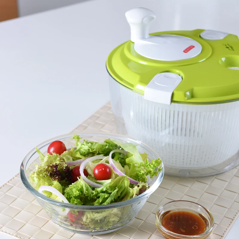 Высококачественный полипропиленовый бытовой Зеленый Роторный Спиннер для салата, овощной дуршлаг