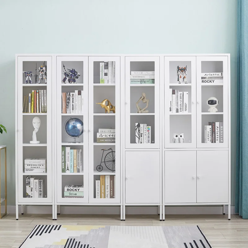 Modern Design Swing Glass Door Steel File Book Storage Cabinet With Shelf Metal Cabinet With Swing Doors Leg