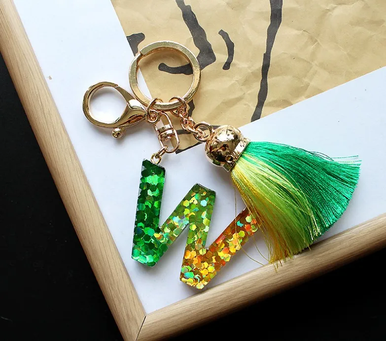 Креативный брелок для ключей с надписью и кисточкой, женский брелок-подвеска для сумки