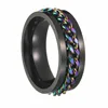 Anillo negro con cadena arcoiris
