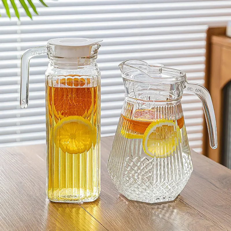 Glassware Octagon Diamond Pattern Cold Glass Water Bottle Tea Pots & Kettles Product 1100ml Glass Cold Water Jug
