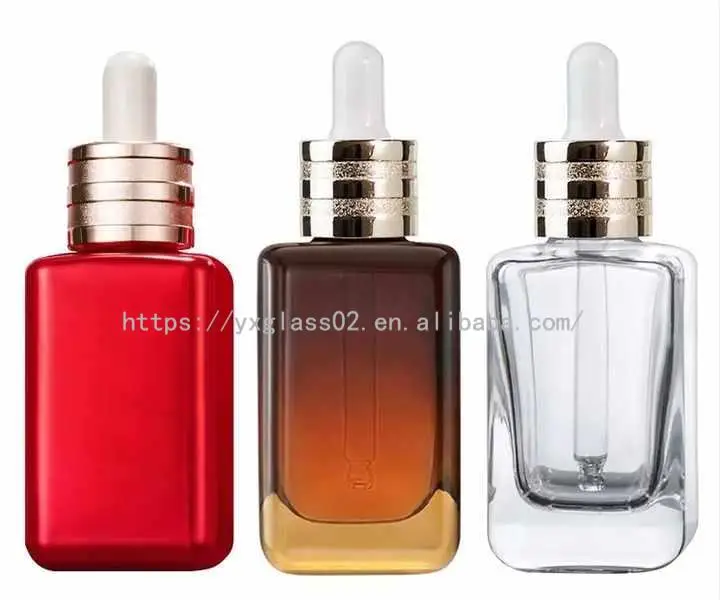 OEM 10ml15ml20ml50ml100ml flat shoulder rectangle essential oil/perfume empty glass bottle support custom cap color with reducer manufacture