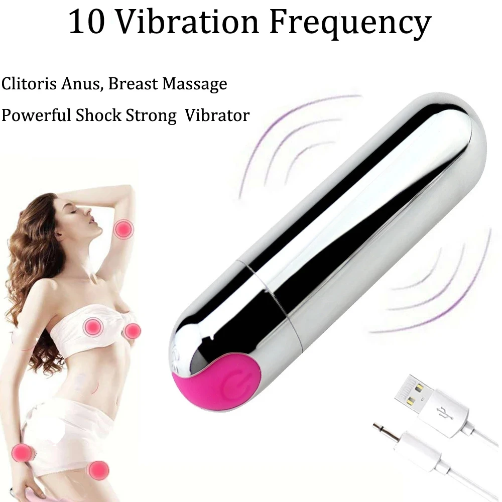 10 Vibration Modes Super Powerful Rechargeable Bullet Vibrator Waterproof Discreet Portable Adult Sex Toy Bullet Vibe
