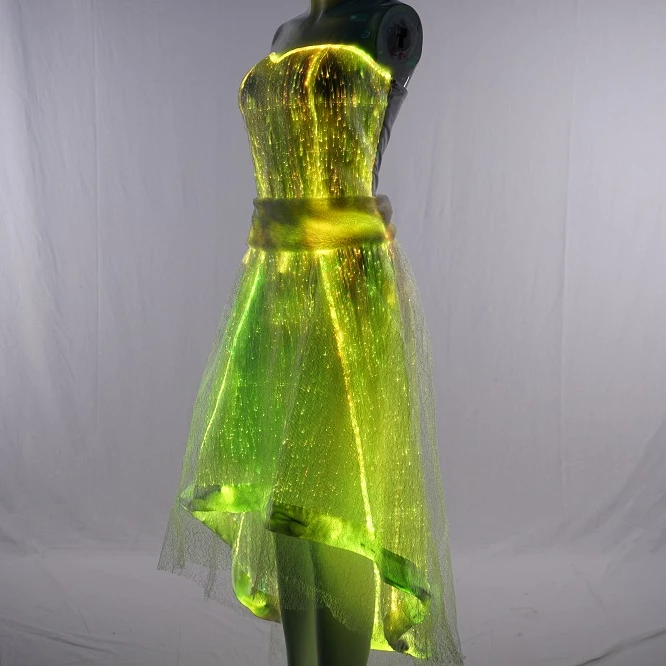 New Design White Strapless Evening Dress Led Glow in the Dark Dresses 2022