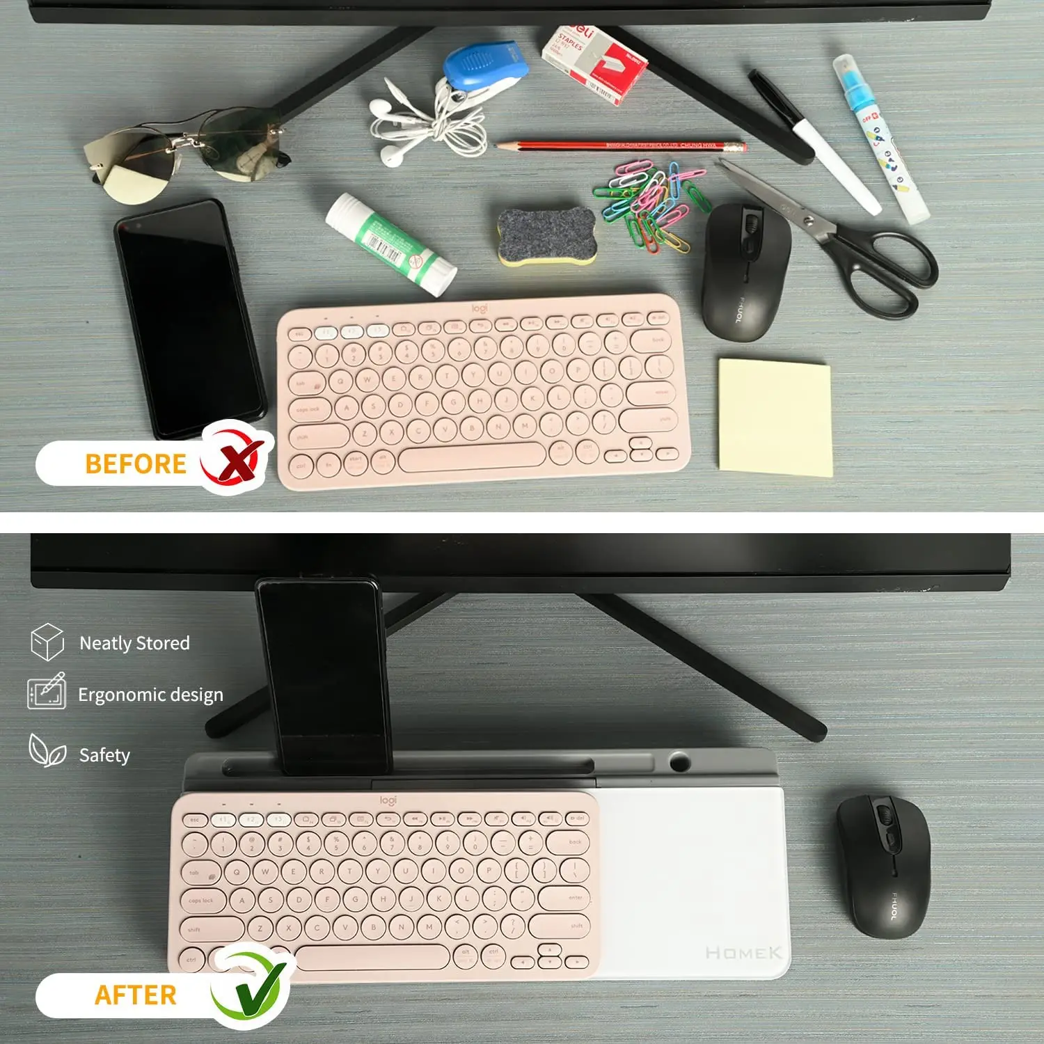 Desktop Glass Dry Erase Computer Desk Pad Writing Whiteboard  Note Board Led With Calculator for Home Office