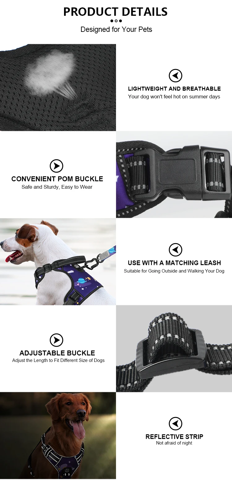 Adjustable Luxury Dog Harness Designer Dog Harness Custom Oem Logo Pet