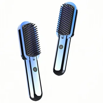 Battery Powered Ionic Hair Straightener Curler Brush Fast Heating Curler Straightener Comb Styler MCH Fast Heating Comb