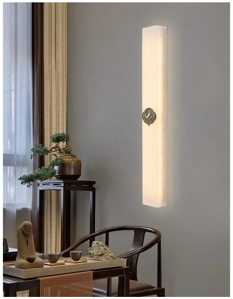 product new chinese style long strip led wall lamp aluminum 3000k warm modern living room background decoration slot inlaid high end-10