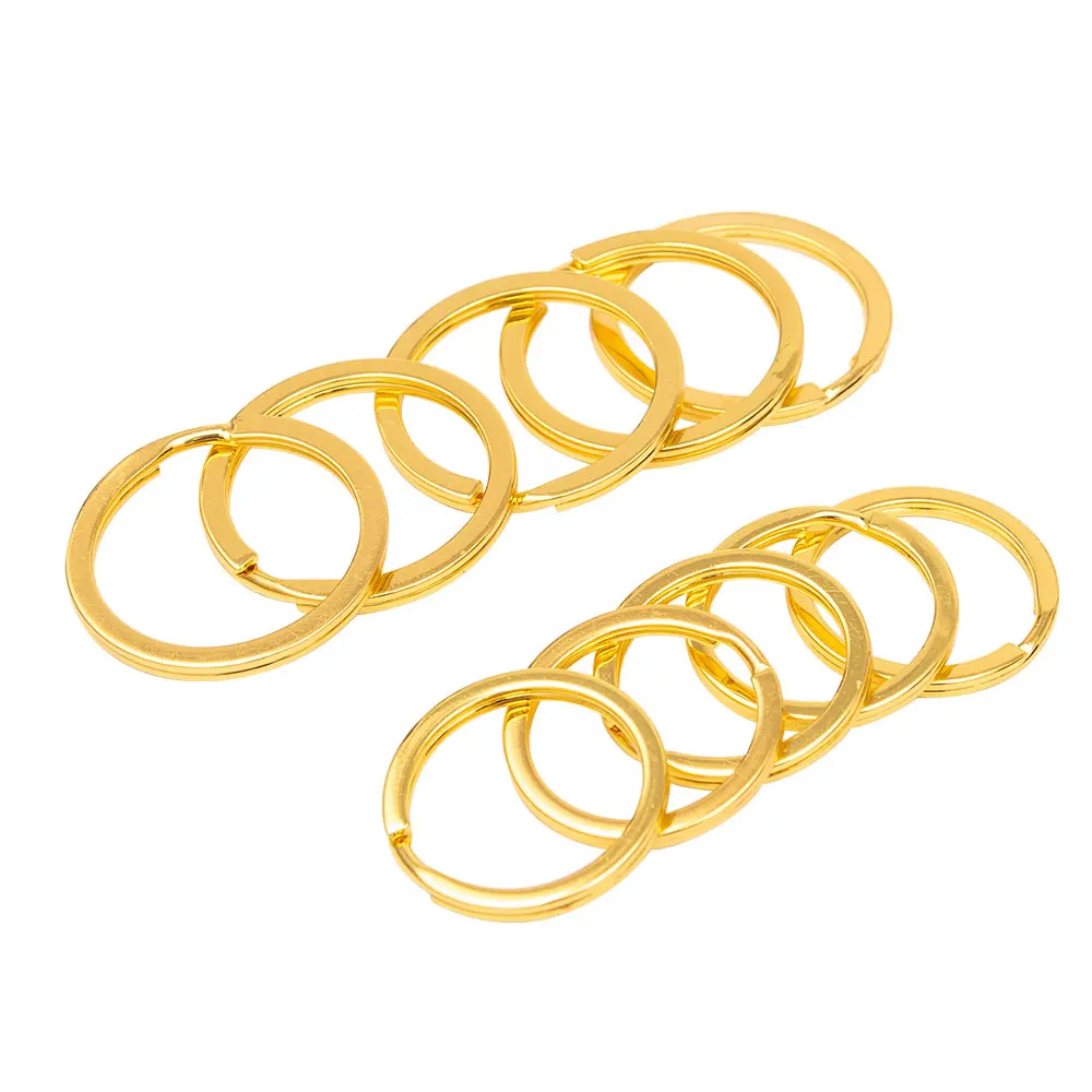 Custom Keychain Metal Round Gold Keyring Split Flat Iron Key Ring 25mm