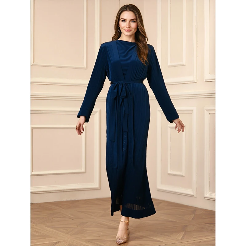 Breathable Muslim Abaya Dress for Women Daily Islamic Modest Wear Lightweight Long Sleeve Prayer Robe Simple Design Kaftan