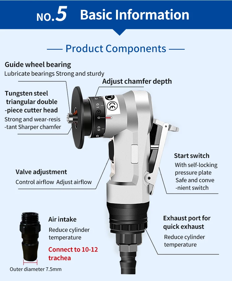 Mini Chamfering Machine,1/4 Inch Intake Connection Pneumatic Beveling