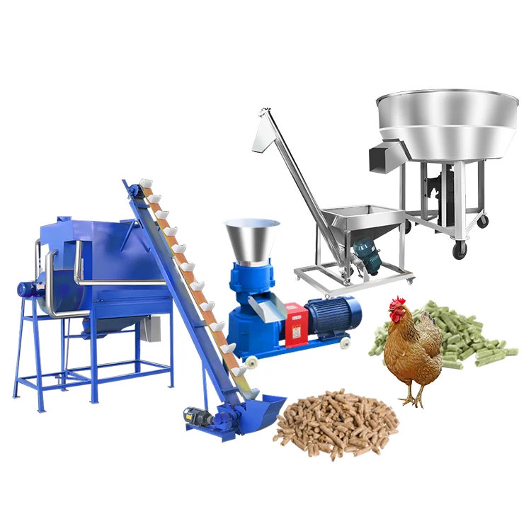 Hot Sale 1000kg/h Agricultural Equipment Feed Pelletizer Machine Animal Feed Pellet Production Line Feed Mixer Machine