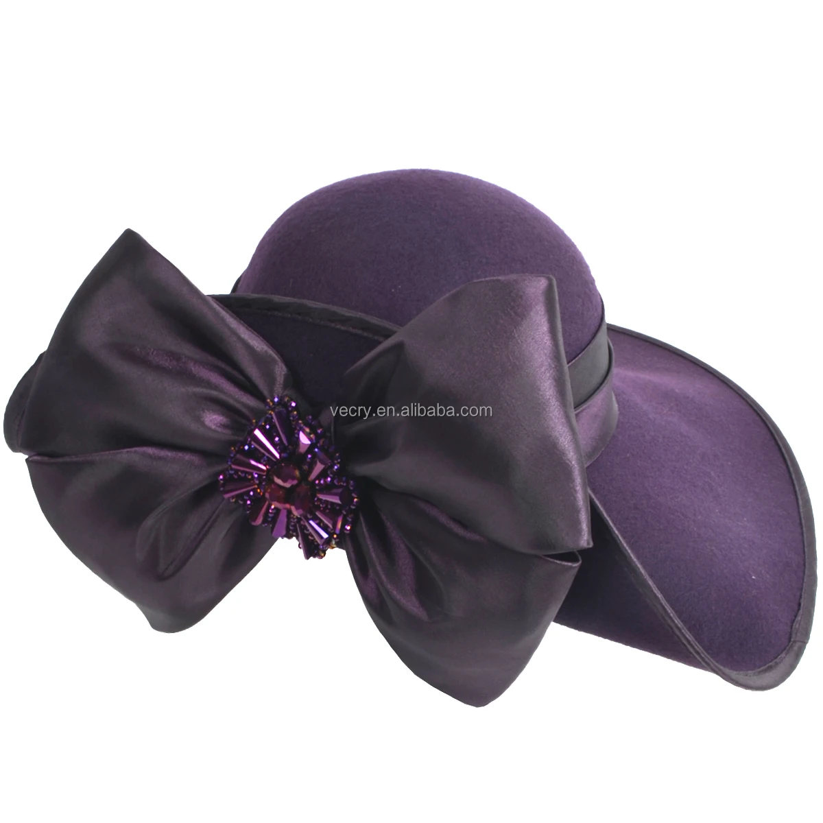 300pcs Fancy Women Dress Wool Cloche Felt Church Hats Lady 
