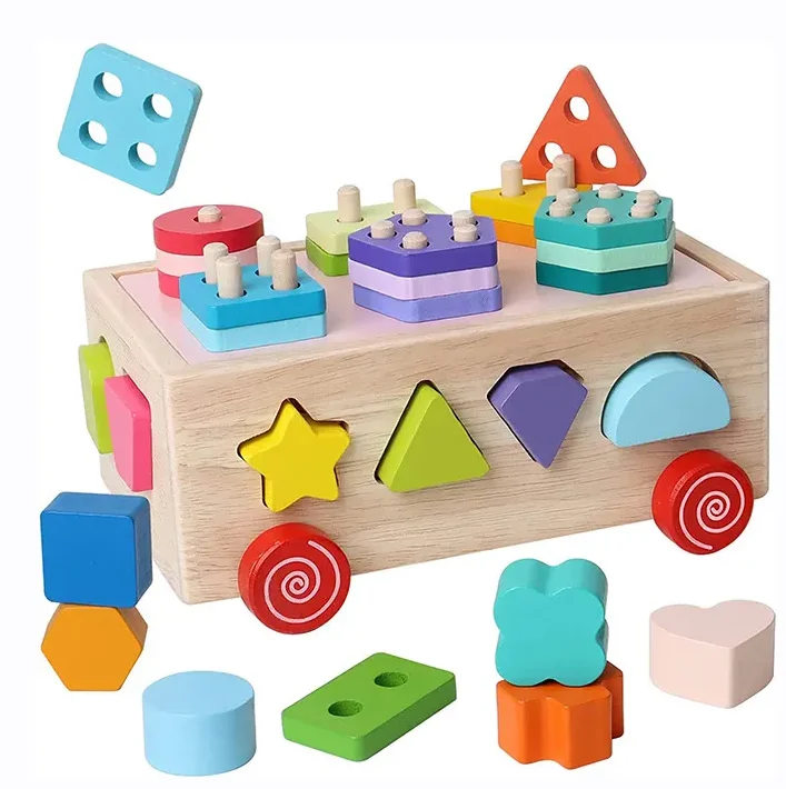 2023 Montessori Toys Children Sorting Box Baby Shape Matching Wooden 