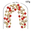 260cm plastic bead chain (gold and red)