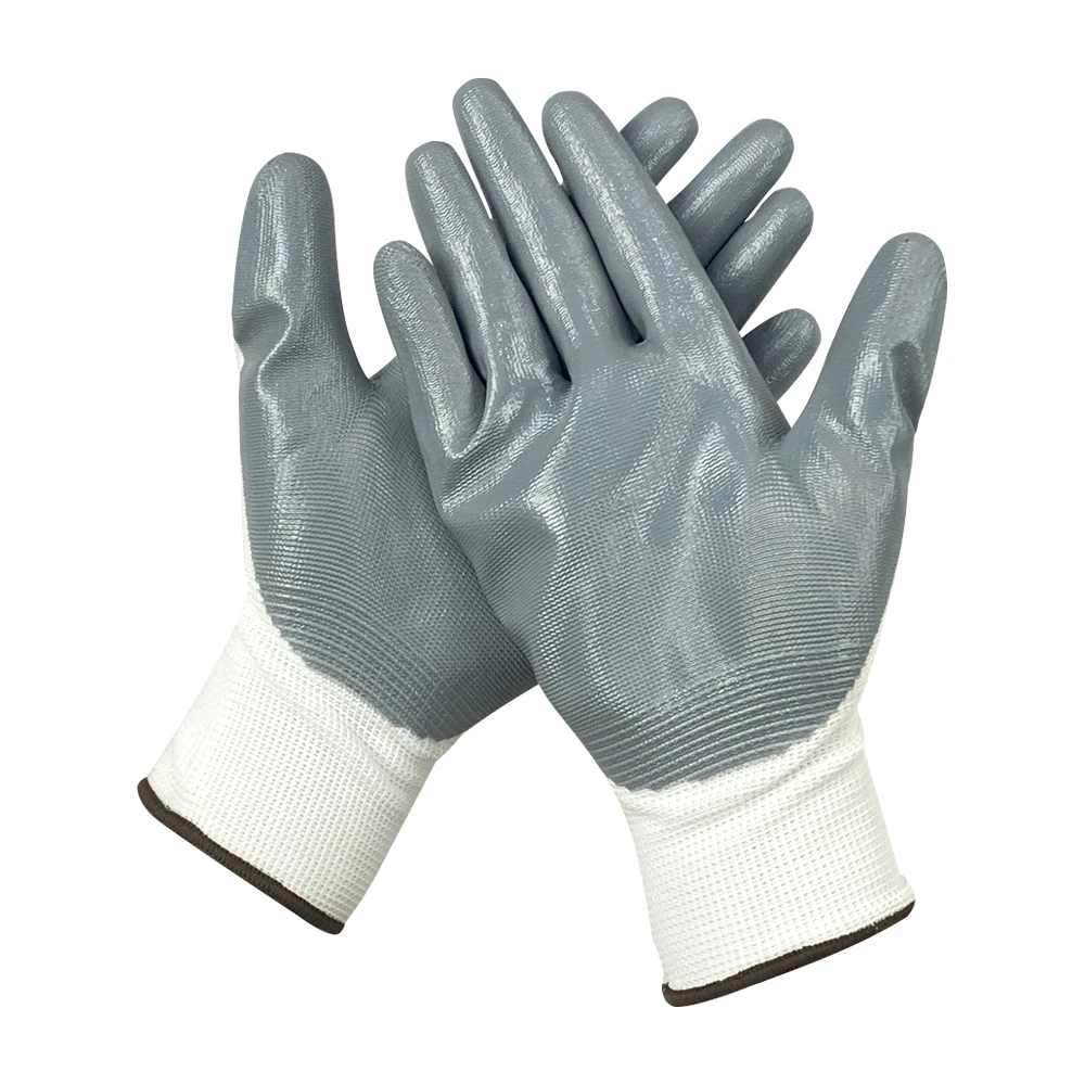 China Wholesale Working Nitrile Coated Safety Industrial Work Gloves High Quality Coating Nitrile  Glove