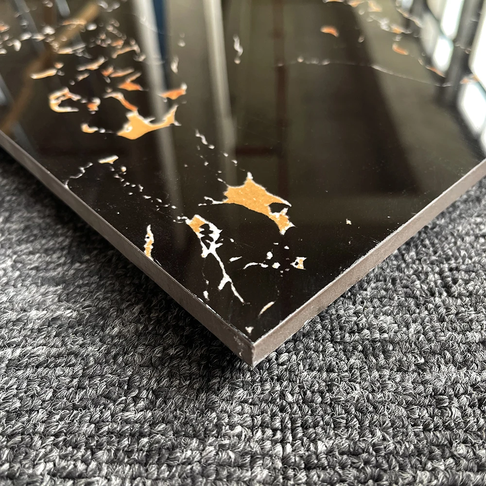 Cheapest Marble Porcelain Floor Tile Black Colors 60cm by 60cm Polished Stone Tiles Live Room