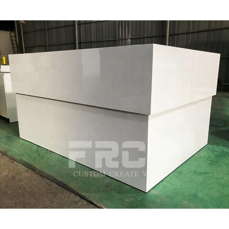 Custom Made Simple Design L Shape White Office Medical Clinic Barber Reception Desk Beauty Salon