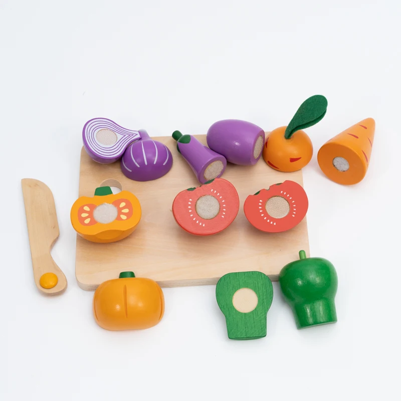 8pcs Wooden Cutting Vegetables Food Play Toy Set Kitchen Vegetable Series Pretend for