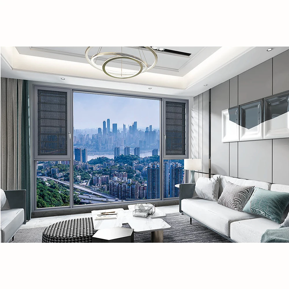 Customized Aluminum Sliding Window Impact Resistant Hurricane Windows And Doors Sliding Floor-to-ceiling windows