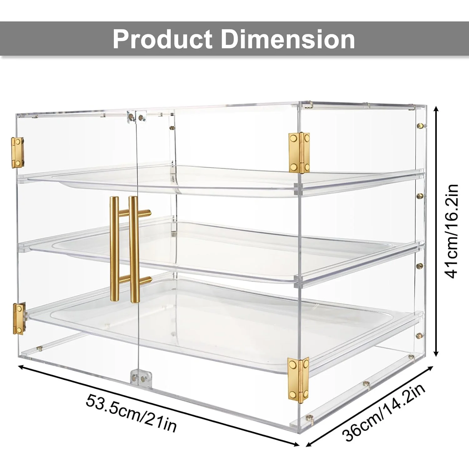Vetrina In Acrilico Per Pasticceria 40x30x25 Cm – Scatola Trasparente Ermetica A 4 Piani Per Pane, Biscotti, Panini E Bakery