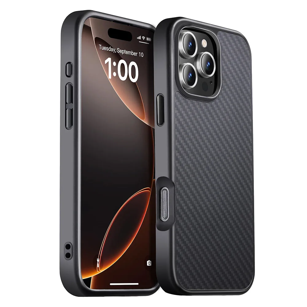 Funda de teléfono de fibra de carbono Laudtec Sjk906 carcasa delgada cubierta de negocios simple amigable con la piel para Iphone 16 15 14 13 12 11 Plus Pro Max  