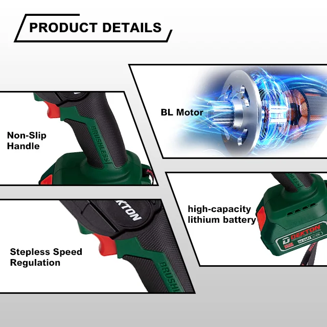 Dekton- A2220 6" Cordless Tools Chain Saws -Tree Saw Brushless Motor Chainsaw With Lithium Ion Batteries details