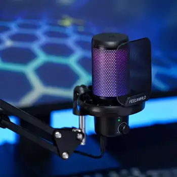 FEELWORLD VM1 Gaming Microphone with Mute Button, Bulk Order Discount USB Studio Mic for Twitch Live Broadcasting detail image