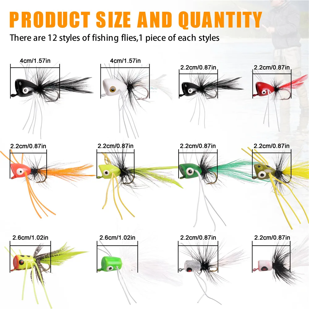 factory direct 12pcs fly fishing poppers