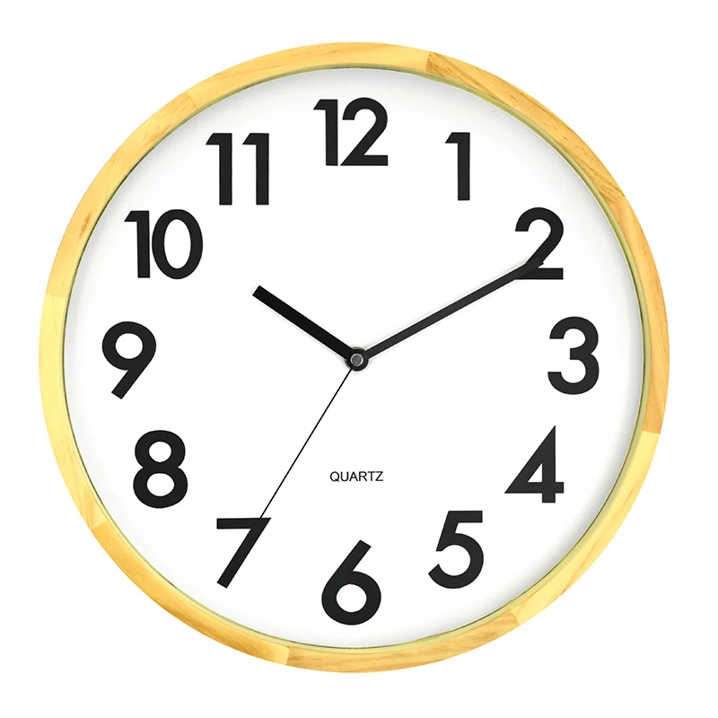 批发木框石英圆形简约风格厨房装饰挂钟