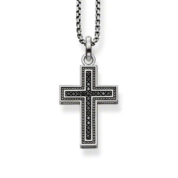 Cross With Black Cz Silver Mens Diamond 925 Silver Jewelry