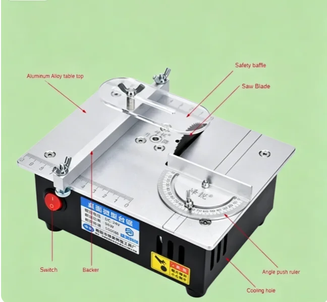 TEBAK Household Mini Multifunctional Desktop Table Saw, Portable Electric Wood Cutting Saw