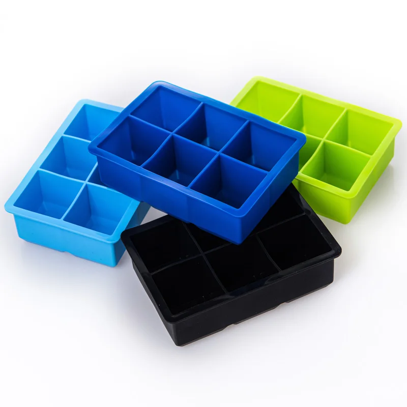 6 Giant Eco-Friendly Silicone Ice Cube & Ice Cream Tray Set - Personalized Safe Kitchen Tool with Cone Holder