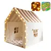Casita de juegos a rayas + tapete + luces de estrellas