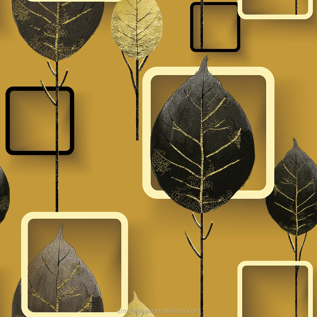 Tree Leaf Pattern Wall Paper Waterproof PVC Modern 3D Wallpaper for Children Room
